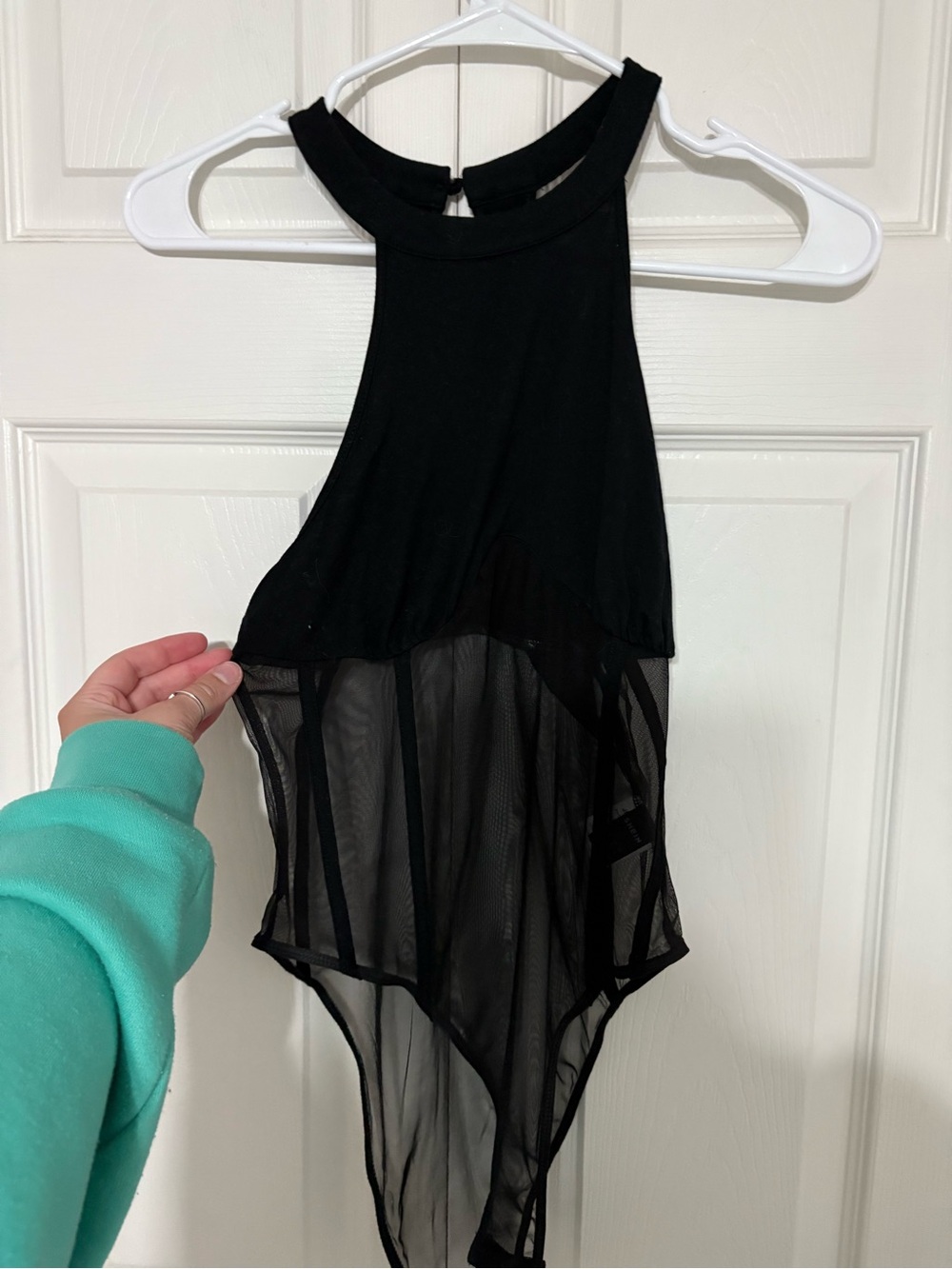 SHEIN Black Sheer Mesh Bodysuit